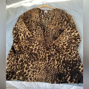 Leopard Print tie Front Beach Coverup, semi sheer, very stylish